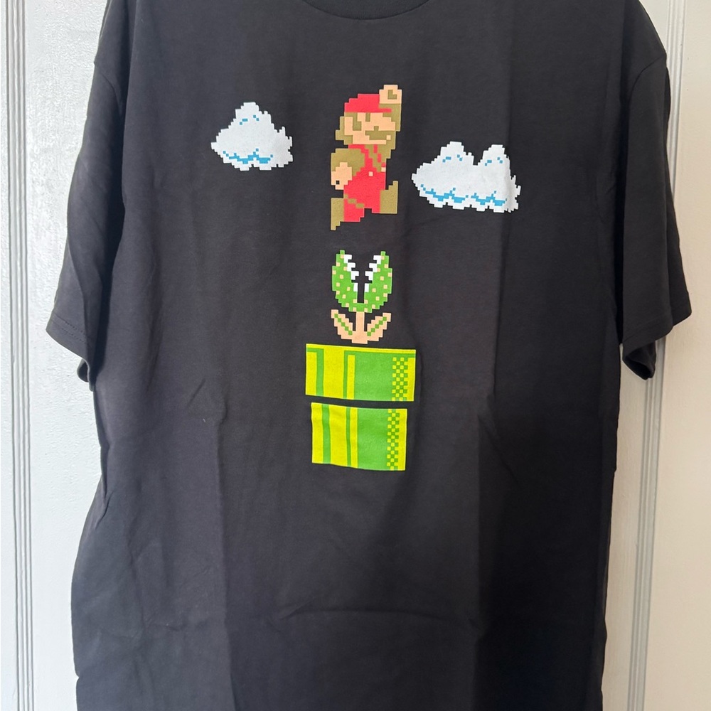 Mens Black Super Mario Pixel Graphic Tee